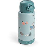 Done by Deer Tiny Farm Thermal Bottle with Straw, Blue, 340ml - Children's Water Bottle