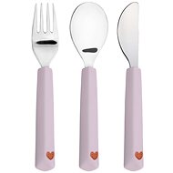 Lässig Cutlery with Silicone Handle Happy Rascals Heart lavender 3 pcs - Children's Cutlery
