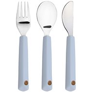 Lässig Cutlery with Silicone Handle Happy Rascals Smile sky blue 3 pcs - Children's Cutlery