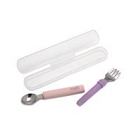 Melii Children's fork and spoon with case pink/purple - Children's Cutlery