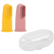 Nattou Finger brush with case Yellow/Pink - Toothbrush