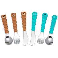 Melii Cutlery Bear and Shark brown/blue 6 pcs - Children's Cutlery