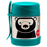 3 Sprouts Stainless Steel with Fork Bear Teal - Children's Thermos