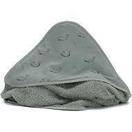 Fillikid Hooded Towel Whale Green 75 × 75cm - Children's Bath Towel
