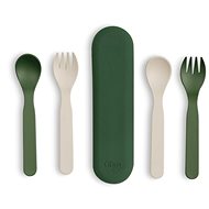 Citron Bio sada příborů v pouzdře Green / Cream - Children's Cutlery