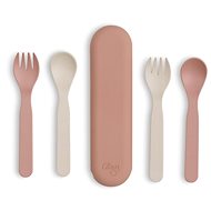 Citron Bio cutlery set in Pink / Cream case - Children's Cutlery