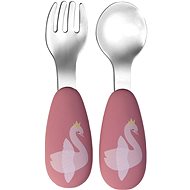 Tryco Stainless steel spoon & fork - Swan Dusty Rose - Children's Cutlery