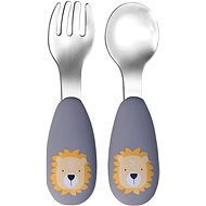 Tryco Stainless steel spoon & fork - Lion Dusty Blue - Children's Cutlery