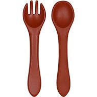 Tryco Silicone spoon & fork - Dark Rust - Children's Cutlery