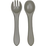 Tryco Silicone Spoon & Fork - Olive Gray - Children's Cutlery