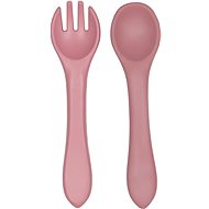 Tryco Silicone Spoon & Fork - Dusty Rose - Children's Cutlery