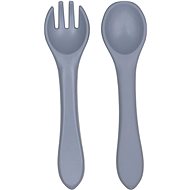 Tryco Silicone spoon & fork - Dusty Blue - Children's Cutlery