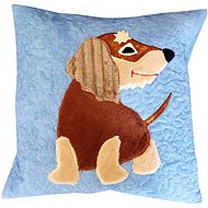 HANDY PETS Patchwork Rough-haired dachshund blue 42 × 42 cm - Pillowcase