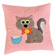 HANDY PETS Patchwork Cat with bowl pink 44 × 44 cm - Pillowcase