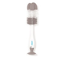 BABYONO Bottle and Soother Brush 2in1 with suction cup grey - Brush for Cleaning Feeding Bottles