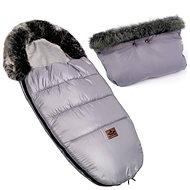Baby Nellys FLUFFY Winter Fuzzy with fur + free sleeve, 50 × 100 cm, grey - Stroller Footmuff