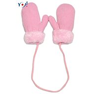 YO! Winter baby gloves with fur - YO, pink/pink fur, 98/104 - Baby Gloves