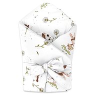 Baby wrap, LUX SOFT, cotton, Puss and Dandelion, white - Swaddle Blanket