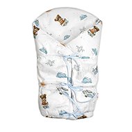 Baby Nellys Classic retro wrap LALLY lace-up with padding, Bear pilot, blue - Swaddle Blanket