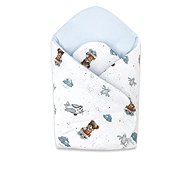 Baby wrap, cotton, Bear pilot, white, blue - Swaddle Blanket