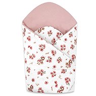 Baby wrap, cotton, Duckies, white, powder pink - Swaddle Blanket