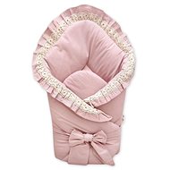 Baby Nellys Quick wrap with ruffles 80 × 80 cm, with embroidery and ribbon, powder - Swaddle Blanket