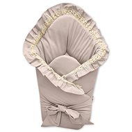 Baby Nellys Quick wrap with ruffles 80 × 80 cm, with embroidery and ribbon, beige - Swaddle Blanket