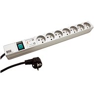 Bachmann 19'' power panel 1U, 7 × socket CZ, surge protection, switch, grey, 2 m - Surge Protection Socket Strip