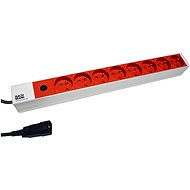 Bachmann 19'' power panel 1U, 8 × socket CZ, IEC320 C14 fork, red, 2 m - Surge Protection Socket Strip