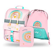 BAAGL 3 SET Zippy Rainbow Pink: briefcase, pencil case, bag - School Set
