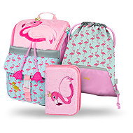 BAAGL 3 SET Zippy Flamingo: briefcase, pencil case, bag - School Set