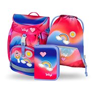 BAAGL 3 SET Airy Rainbow Red: Backpack, Pencil Case, Gymsack - School Set