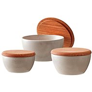 Bitz Matte Cream Storage Bowl Set with Lid (3 pcs) - Bowl Set