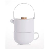 Set Umea Tea for one, white with bamboo lid (0,5l) - Tea Kettle