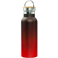 BAAGL Thermoflasche mit Bambusdeckel Gradient rot-schwarz, 500 ml - Thermoskanne