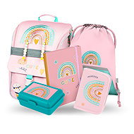 BAAGL 5 SET Zippy Duha růžový: aktovka, penál, sáček, desky, box - School Set