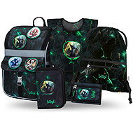 BAAGL SET 5 Zippy Dragons: briefcase, pencil case, bag, apron, wallet - School Set
