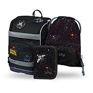 BAAGL SET 3 Zippy plus Pixel Space: briefcase, pencil case, bag - School Set