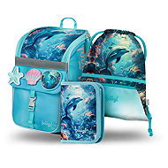 BAAGL SET 3 Zippy Dolphin: briefcase, pencil case, bag - School Set