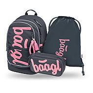 BAAGL SET 3 Core Logo pink: backpack, pencil case, GRS bag - School Set
