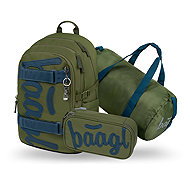 BAAGL SET 3 Skate Olive: backpack, pencil case, sports bag GRS - School Set