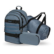 BAAGL SET 3 Skate Dust Blue: backpack, pencil case, sports bag GRS - School Set