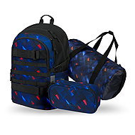 BAAGL SET 3 Skate Indigo: backpack, pencil case, sports bag GRS - School Set