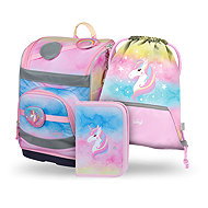 BAAGL SET 3 Zippy plus Rainbow Unicorn: briefcase, pencil case, bag - School Set