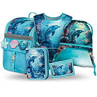 BAAGL SET 5 Zippy Dolphin: briefcase, pencil case, bag, apron, wallet - School Set