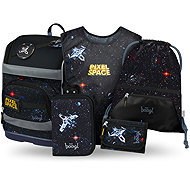 BAAGL SET 5 Zippy Plus Pixel Space: briefcase, pencil case, bag, apron, wallet - School Set