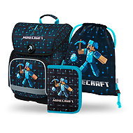 BAAGL 3 SET Ergo Minecraft Blue Axe: briefcase, pencil case, bag - School Set