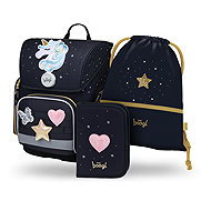 BAAGL SET 3 Ergo Unicorn Gold: briefcase, pencil case, bag - School Set