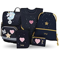 BAAGL SET 5 Ergo Unicorn Gold: briefcase, pencil case, bag, apron, wallet - School Set