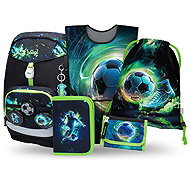 BAAGL SET 5 Airy Plus Football: backpack, pencil case, bag, apron, wallet - School Set